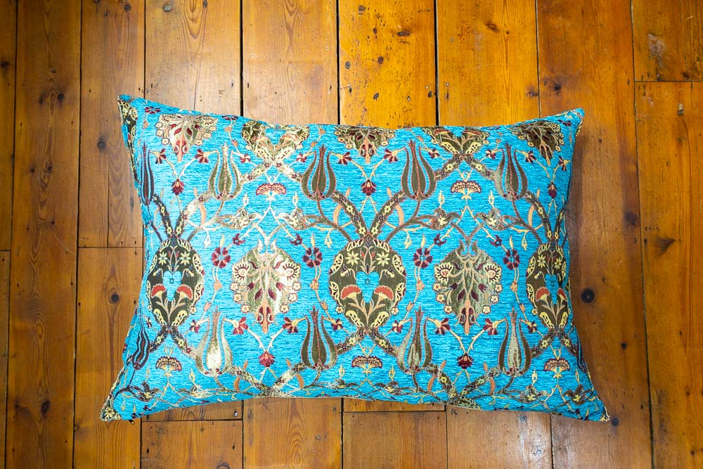 Large Turquoise Ottoman Turkish Tulip Floor Cushion Cover 69x100cm